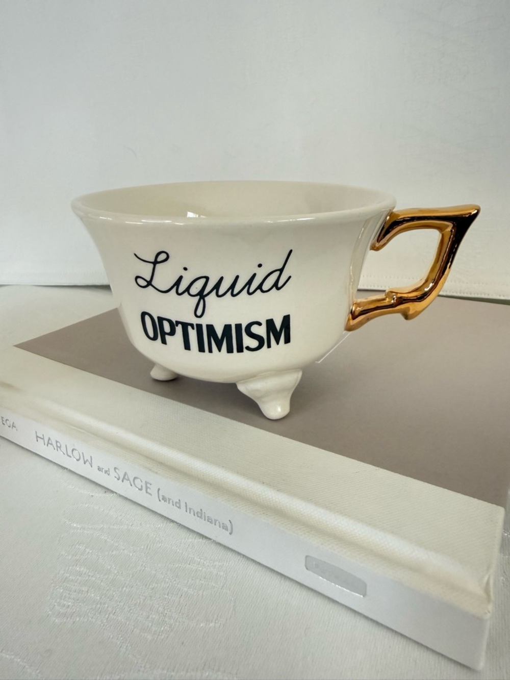 Funny Coffee Mug Set Gold Handle Tired As A Mother Liquid Optimism Gift - Picture 4 of 5